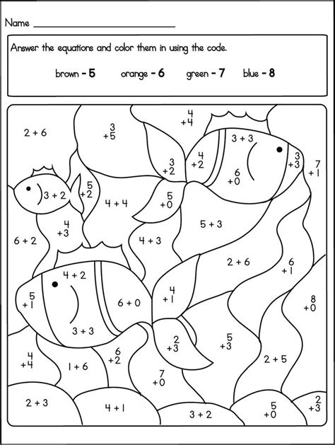 Free Printable Color By Number Addition Worksheets